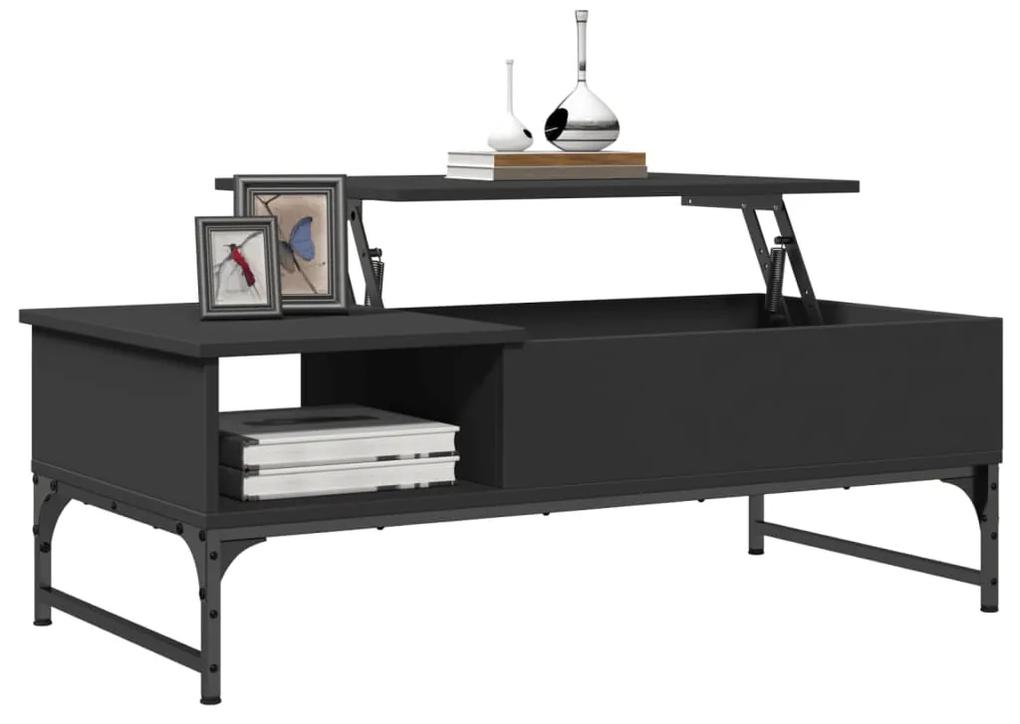 Tavolino Salotto Nero 100x50x35 cm Legno Multistrato e Metallo