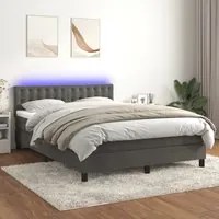 Letto a Molle con Materasso e LED Grigio Scuro 140x200 cm 3134646