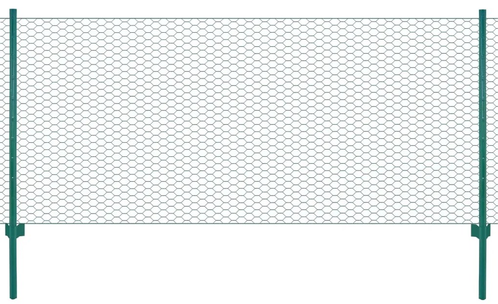 Rete Per Recinzione Con Pali İn Acciaio 25x0,75 M Verde /