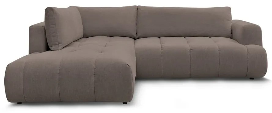 Divano angolare grigio tortora allungabile e con contenitore (penisola a sinistra/a L) con rivestimento in ciniglia Fuji – Bobochic Paris