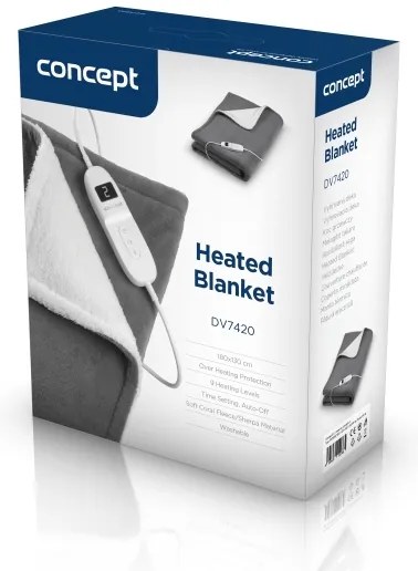 Concept DV7420 - Coperta elettrica riscaldante 160W/230V 180x130 cm grigia/bianca