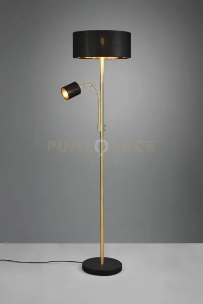 Lampade da terra motel con paralumi neri e oro h.170cm metallo otto...