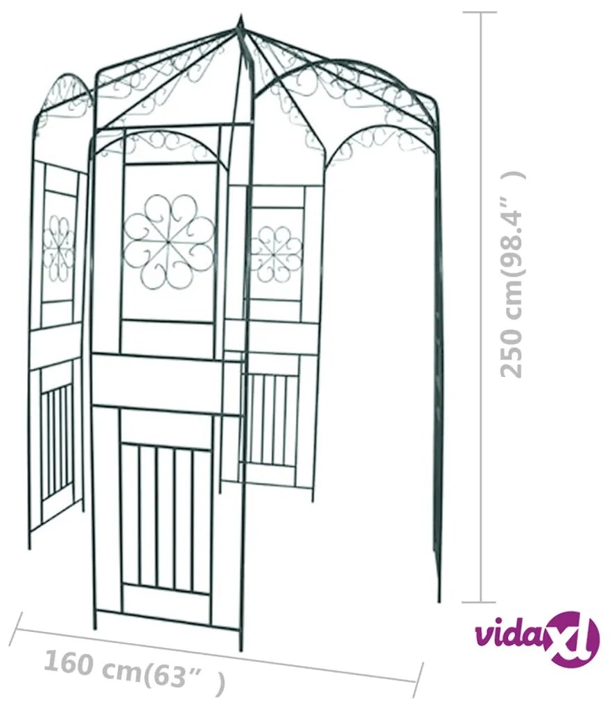 vidaXL Arco da Giardino 250 cm Verde Scuro