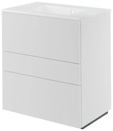 Mobile da bagno a terra  L 75 x H 84 x P 48 cm bianco laccato opaco, 3 cassetti SENSEA Neo Line