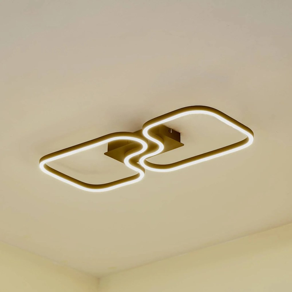 Plafoniera a LED Amiya Lucande, Nero, Soggiorno / Sala da pranzo, Alluminio, Moderno, Plafoniera LED