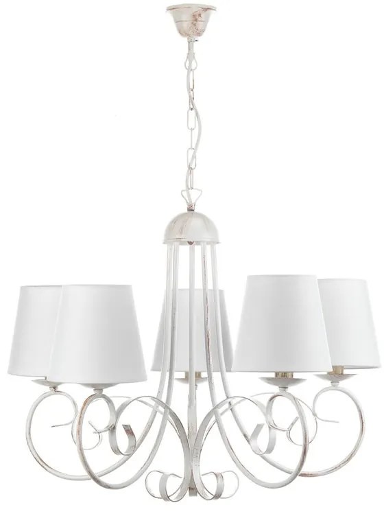 Lampadario Country charm Pompei paralume bianco 5x E14