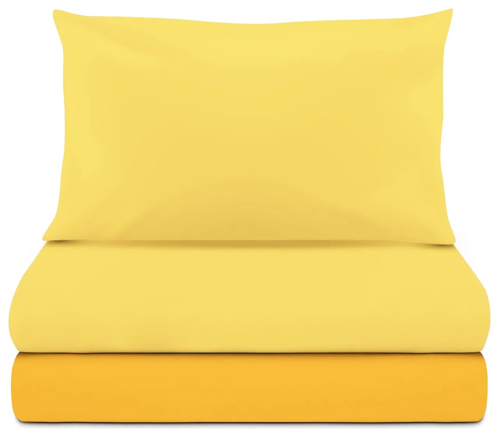 Completo letto 1 piazza e mezza giallo in microfibra