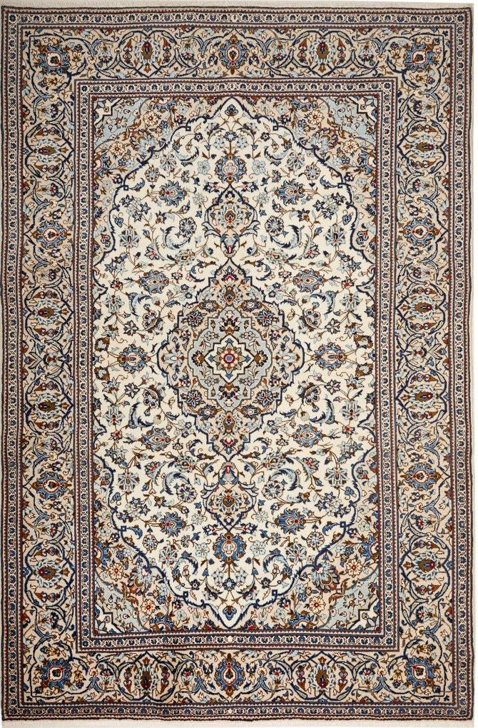 Kashan Tappeto 300x200 Beige (Iran) Annodato A Mano