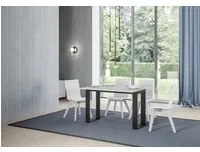 Tavolo da Pranzo Tecno Double 120x45 aperto 120x90 in Nobilitato e Ferro Colore: Bianco Frassinato