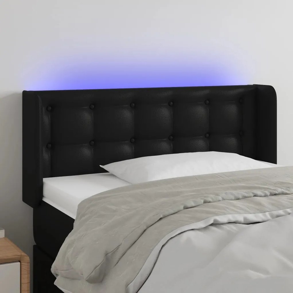 Testiera A Led Nera 103x16x78/88 Cm İn Similpelle /