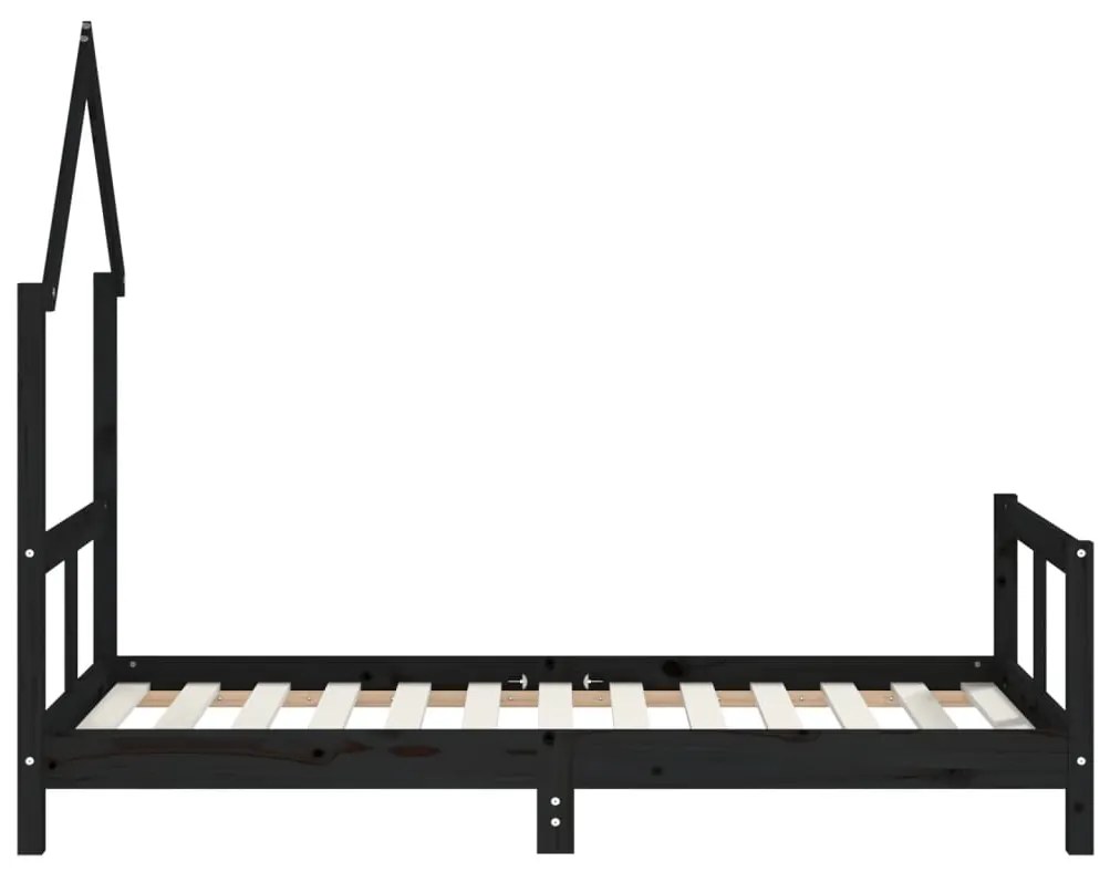 Giroletto per bambini nero 80x160 cm in legno massello di pino
