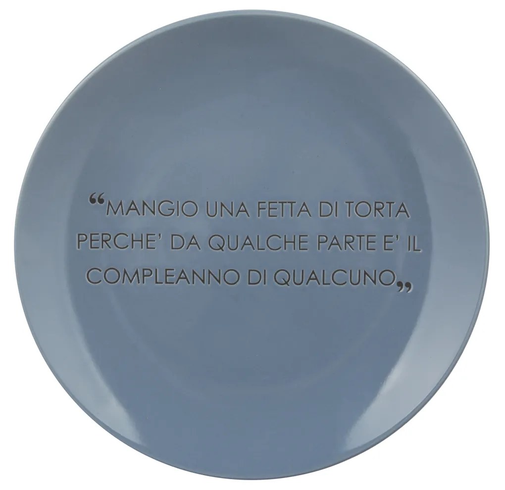 Piatto frutta blu 19 cm stoneware scritta Quotes