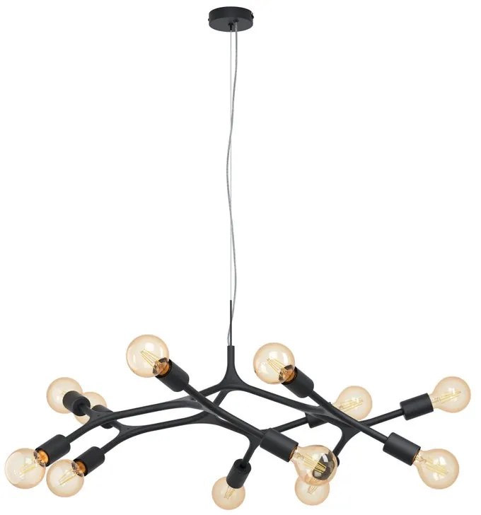 Lampadario Industriale Bocadella nero 12xE27 Max 60W ø92cm EGLO