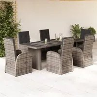 Set da Pranzo da Giardino 7 pz con Cuscini in Polyrattan Grigio 3277602