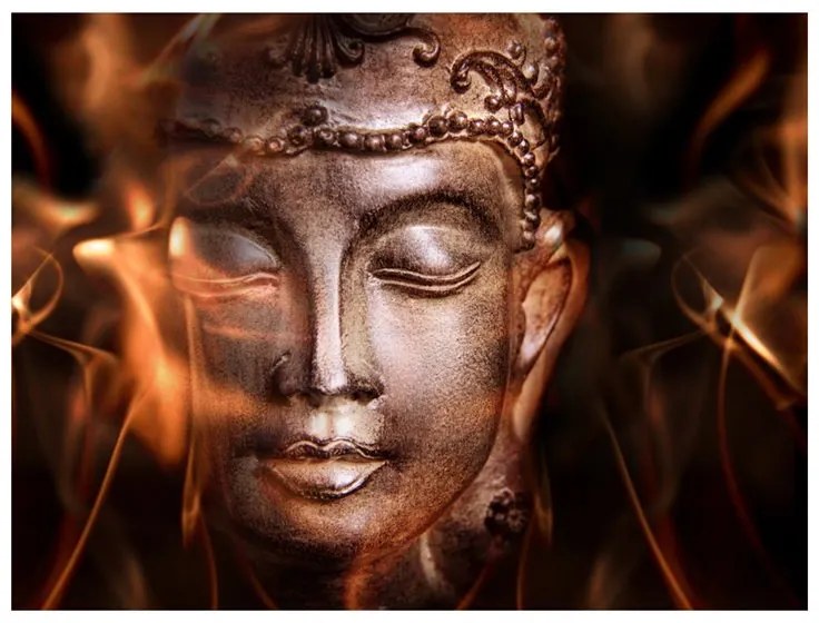 Fotomurale  Buddha. Fire of meditation.  Colore Oro, Dimensioni e Misure 200x154