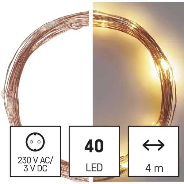 Catena LED da esterno natalizia 40xLED/9m IP44 bianco caldo