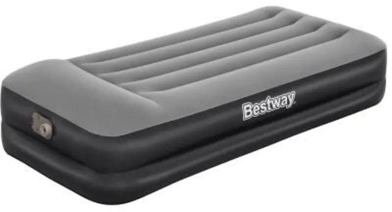 67401 Airbed Tritech Bicolor Nero-Grigio Singolo Floccato Cm 191X97X46 Pompa Elettrica Integrata e Sacca - Bestway
