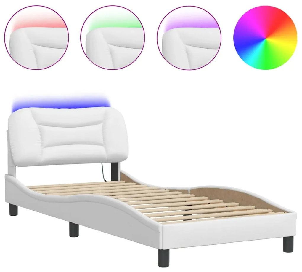 Giroletto con luci led bianco 90x200 cm in similpelle