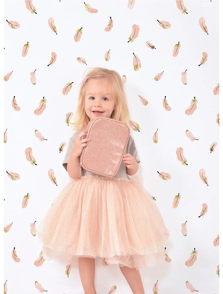 Carta da parati per bambini 10 m x 50 cm Gold Feathers - Lilipinso