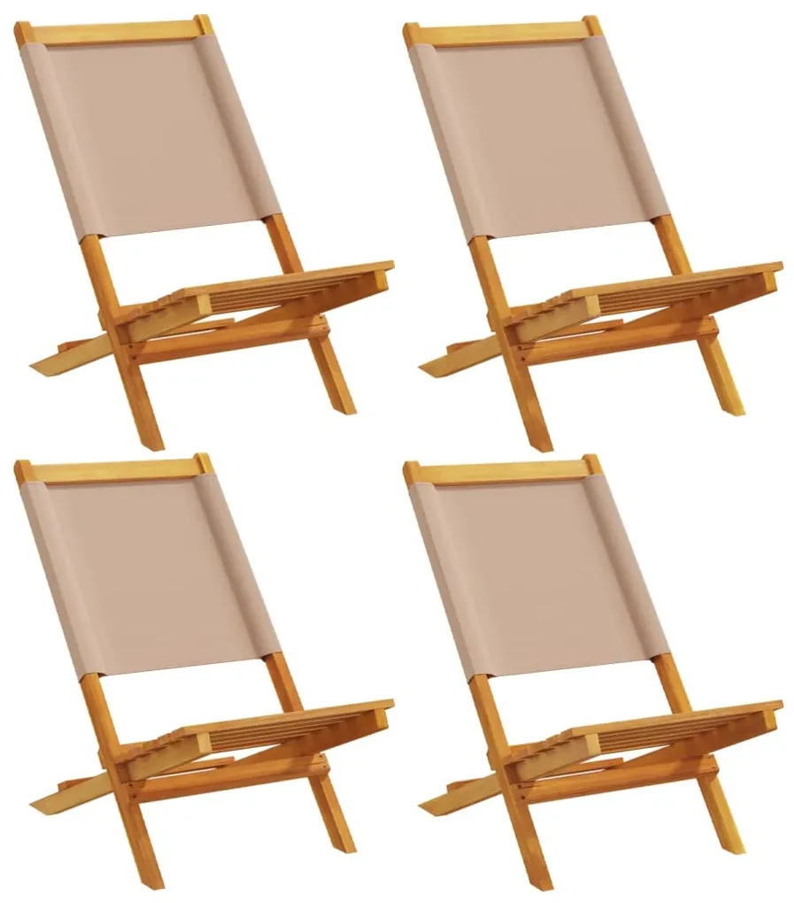 Sedie giardino pieghevoli 4pz tortora tessuto e legno massello