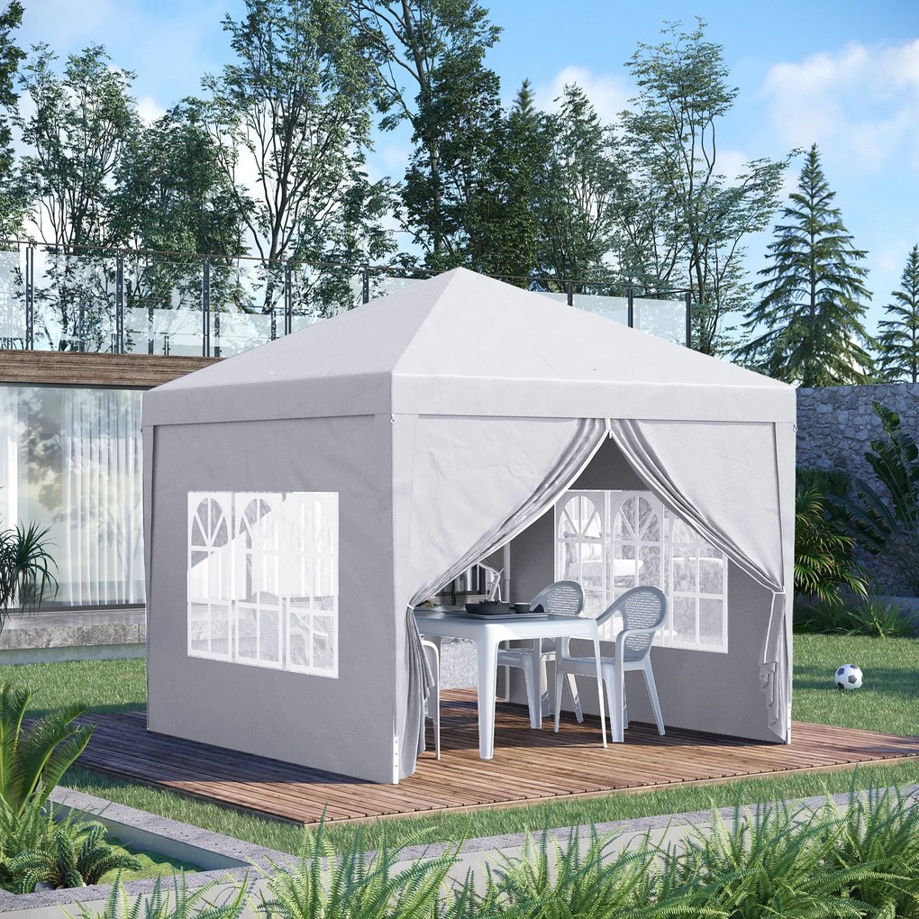 Gazebo Pieghevole 3x3m in Acciaio e tessuto Oxford Bianco...