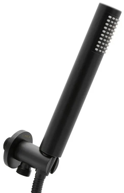 Set doccia nero opaco completo di soffione tondo 30 cm, kit doccetta e miscelatore