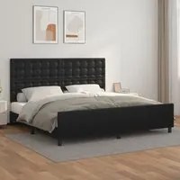 Giroletto con Testiera Nero 200x200 cm in Similpelle 3125591