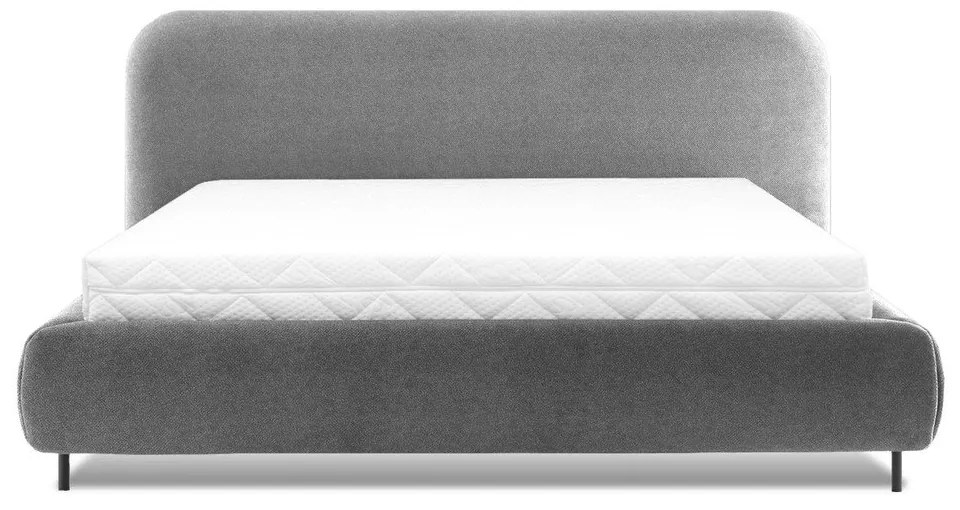 Letto matrimoniale imbottito grigio con contenitore e rete inclusi 180x200 cm Pointt – ELTAP