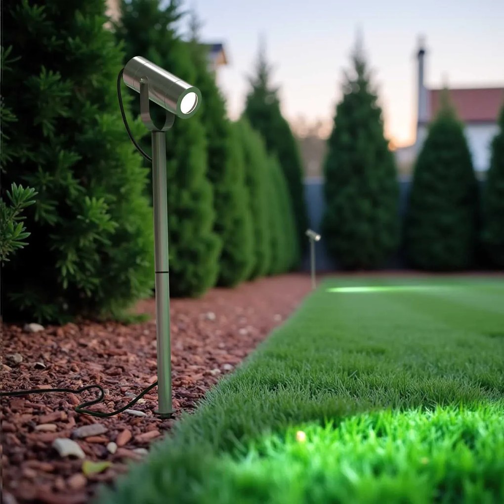 Faretto a Picchetto Acciaio Inox Orientabile GU10 IP54 Alt. 61cm