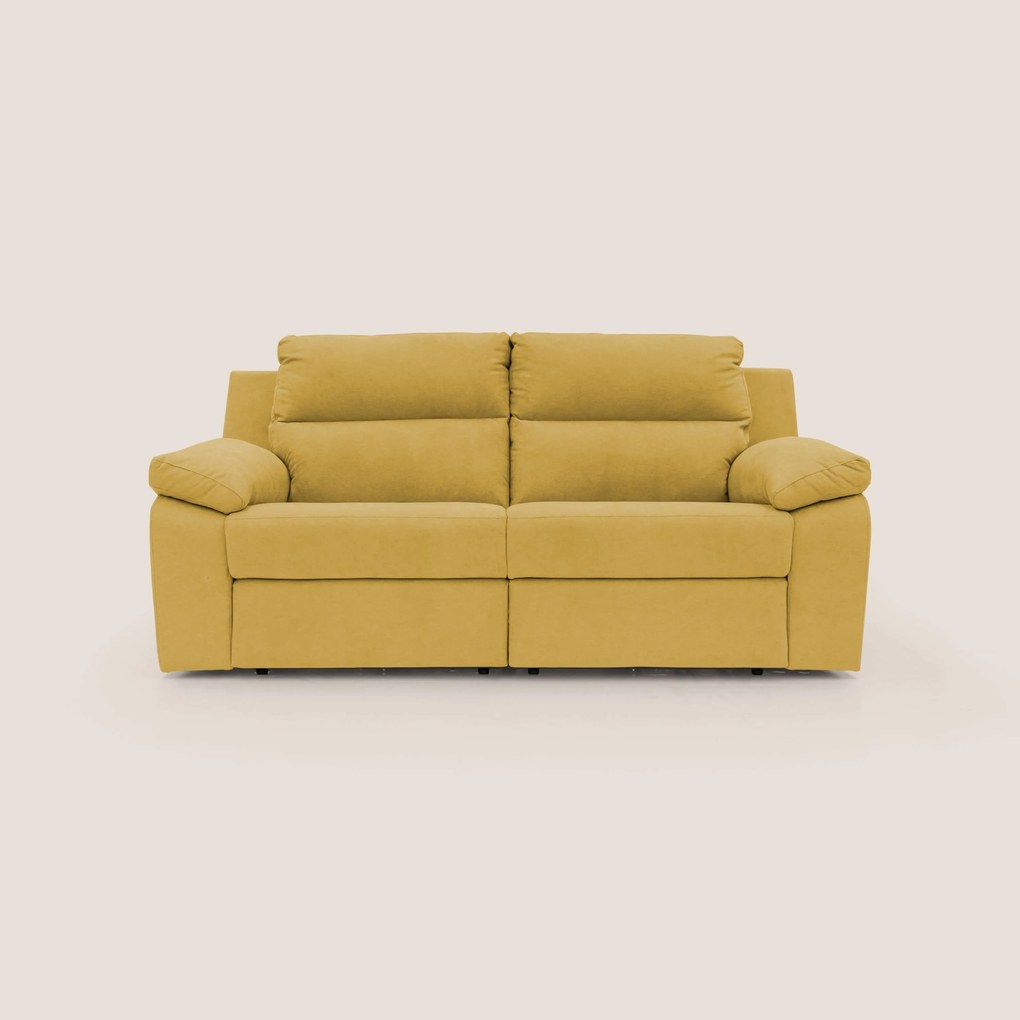 Romeo Divano relax con recliner elettrico in morbido tessuto impermeabile T02 giallo