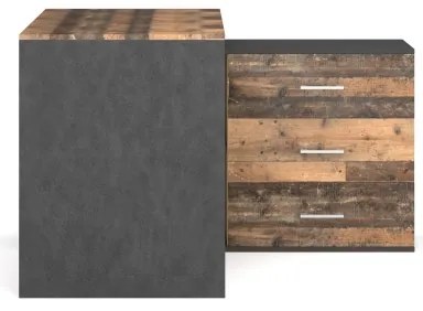 Scrivania con cassetti e angolo reversibile destra/sinistra JULES marrone/nero