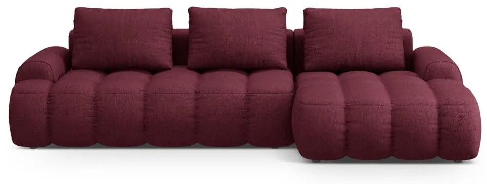 Divano angolare burgundy allungabile/con contenitore (con penisola a destra/con chaise lounge) Linz – Cosmopolitan Design