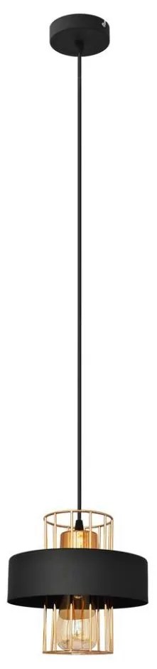 Lampadario a sospensione con filo VOLTA 1xE27/15W/230V nero/oro
