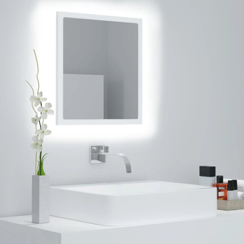 Specchio da bagno con led bianco 40x8,5x37 cm in acrilico