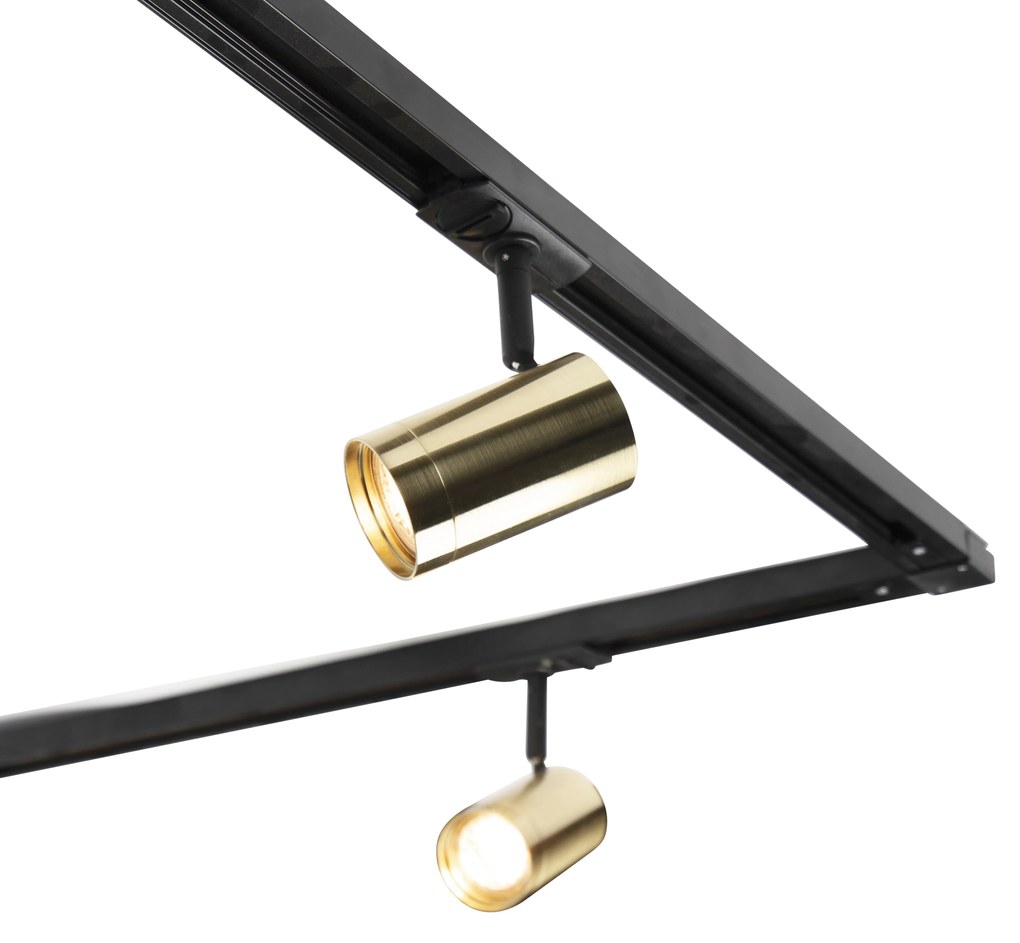 Sistema di illuminazione a binario moderno con 5 faretti oro 1 fase - Iconic Jeana