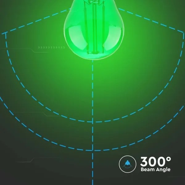 Lampadina LED FILAMENT G45 E27/2W/230V verde