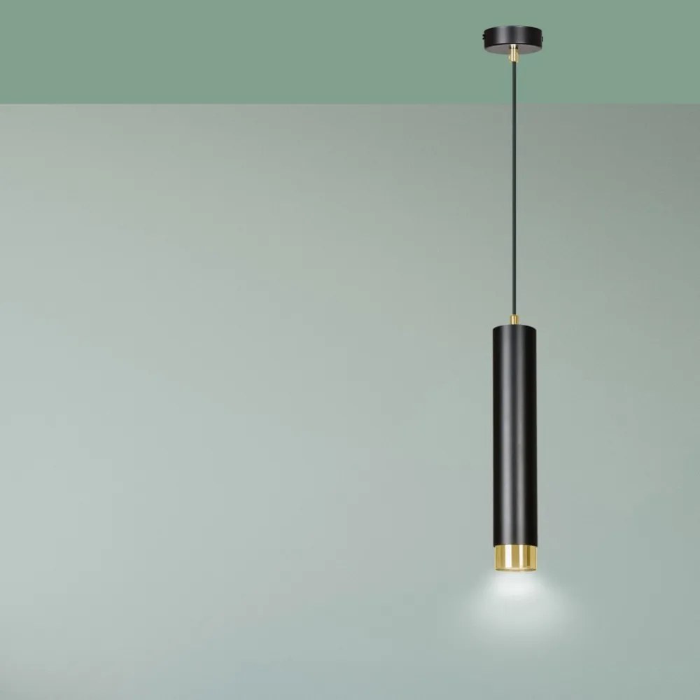 Lampada a Sospensione in Acciaio KIBO 1 GU10 Colore del corpo Nero e Oro