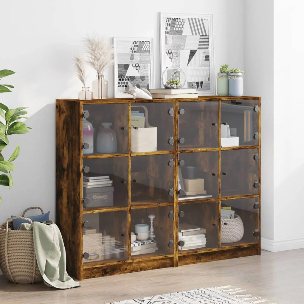 Libreria ante rovere fumo 136x37x109 cm in legno multistrato