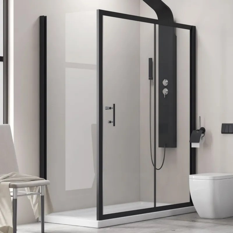 Box doccia angolare 130x90 telaio colore nero anticalcare KFN5000S - KAMALU