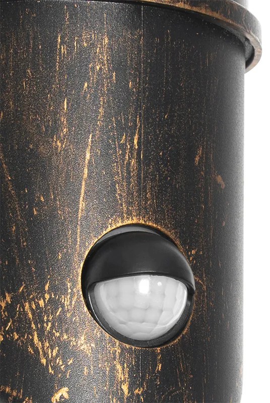 Lampada da parete per esterni oro antico IP54 con sensore di movimento - Kiki