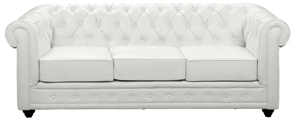 Divano CHESTERFIELD 3 posti in similpelle Bianco