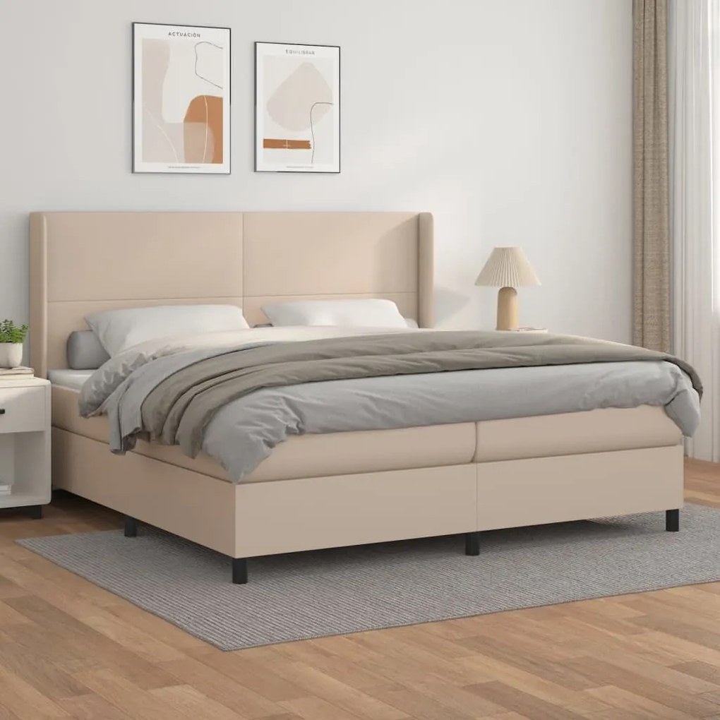 Giroletto A Molle Con Materasso Cappuccino 200x200cm Similpelle /