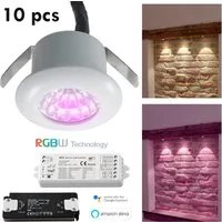 Set 10 PCS Mini faretto LED RGB SPOT incasso 25mm 2W 24V centralina smart WiFi Alexa Google alimentatore LUCE RGBW+3000K