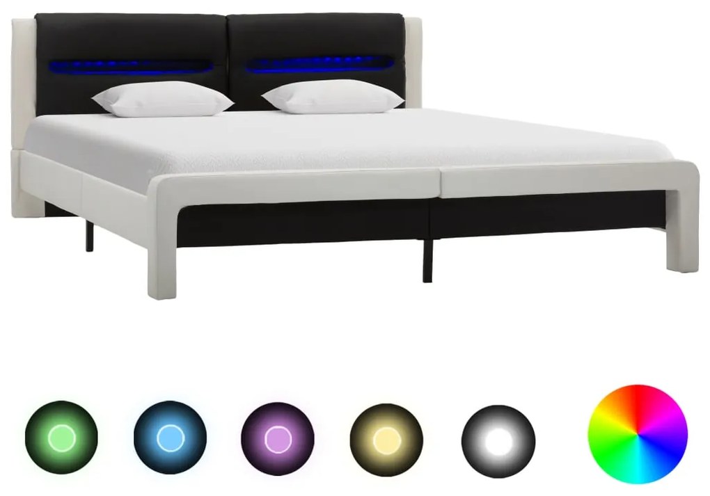 Giroletto Con Led Bianco E Nero İn Similpelle 180x200 Cm /