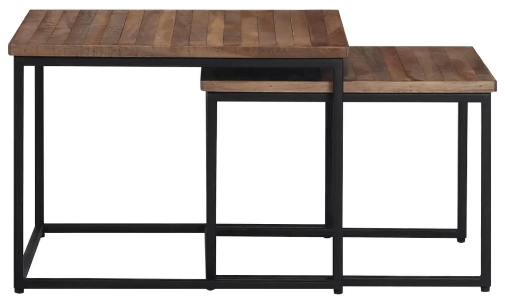 Tavolini a incastro 2 pz in legno massello di teak