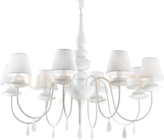 Blanche lampadario a asospensione 8 luci attacco e14 con paralumi i...