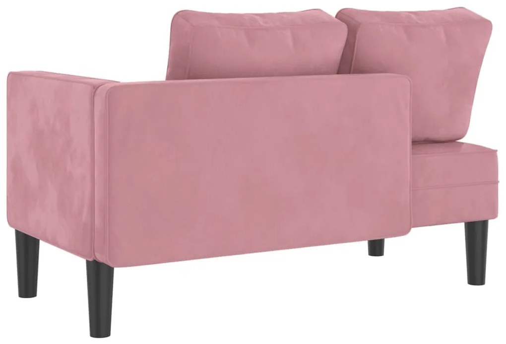 Chaise lounge con cuscini rosa in velluto