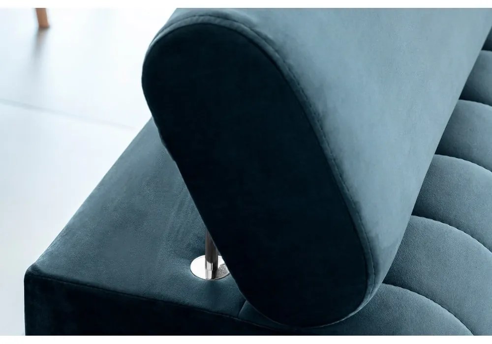 Divano blu allungabile e rivestimento in velluto 261 cm Laurence – ELTAP