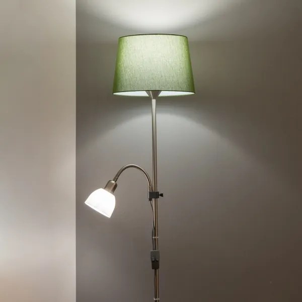 Brilagi - Lampada da terra CERIA 2 in 1 1xE27/100W/230V + 1xE14/25W cromo opaco/verde