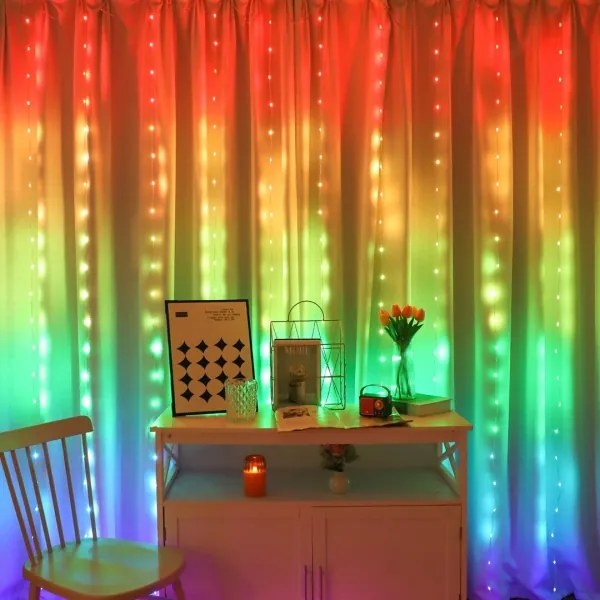 LED RGB Dimmerabile Tenda natalizia WIZARD 300xLED/USB 3x3m + telecomando